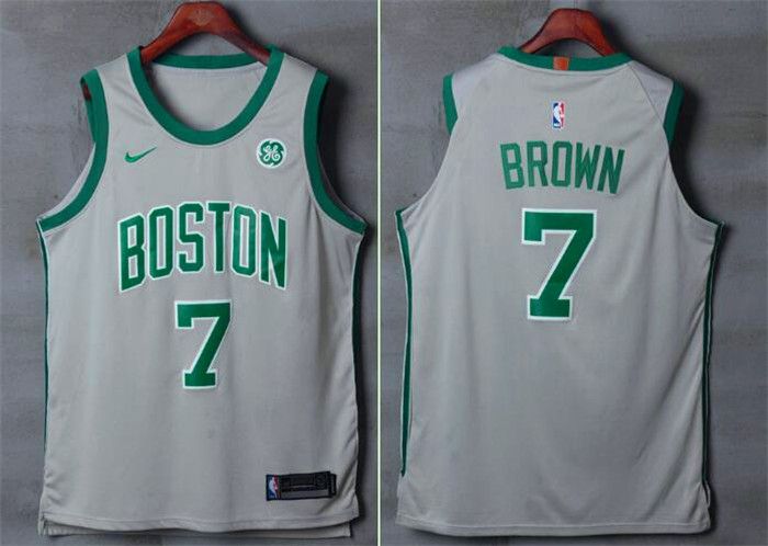 Men Boston Celtics #7 Brown Gray Nike Swingman City Edition NBA Jersey